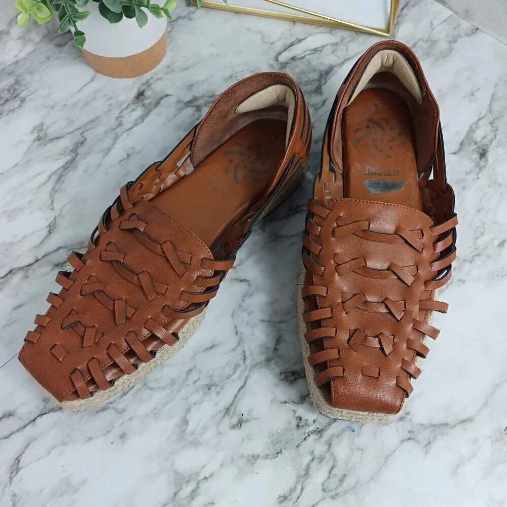 SAM & LIBBY Women's Asha Espadrille Saddle Slip-On Shoes Brown Size 9